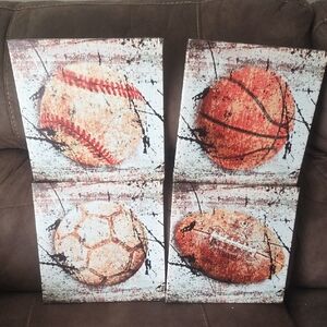Set of Four Sports Canvas Wall Art